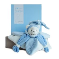 Doudou Plat Ours Collector Bleu J'aime Mon Doudou