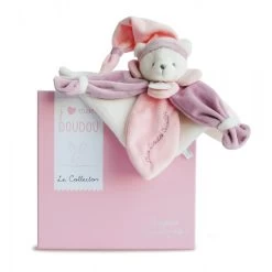 Doudou Plat Ours Collector Rose J'aime Mon Doudou