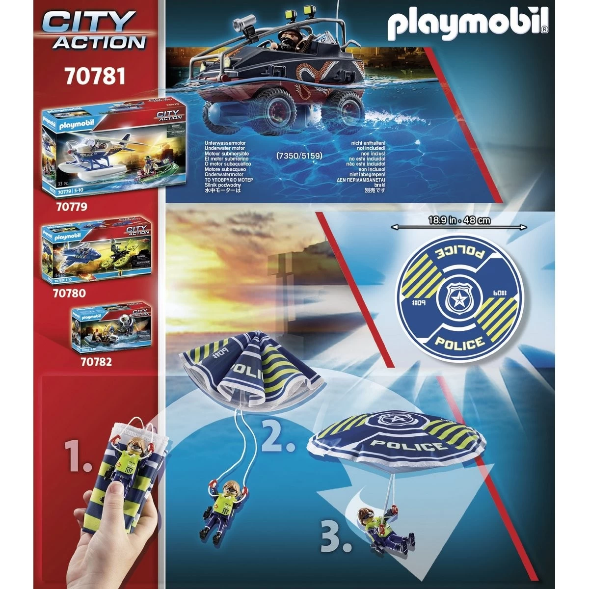 Policier Parachutiste Quad Des Bandits - Playmobil City Action 70781 – Image 4